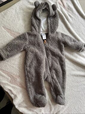 Carter's Brown Teddy Bear Fleece Footed One-Piece